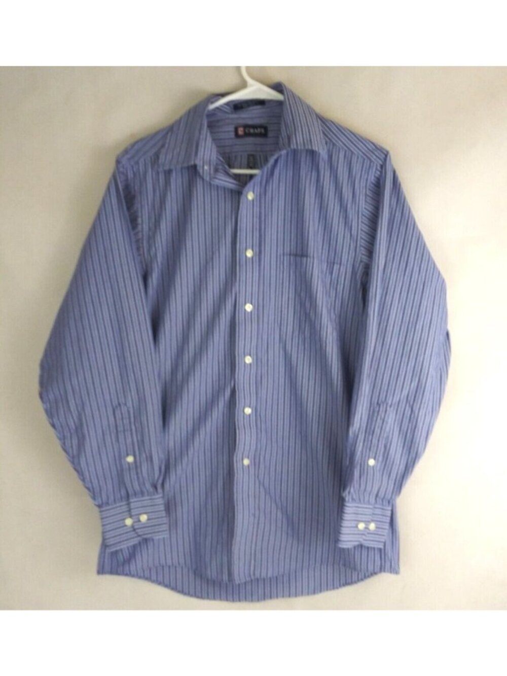 Chaps Wrinkle Free Men's Blue Striped Casual Dress Shirt Size Small
